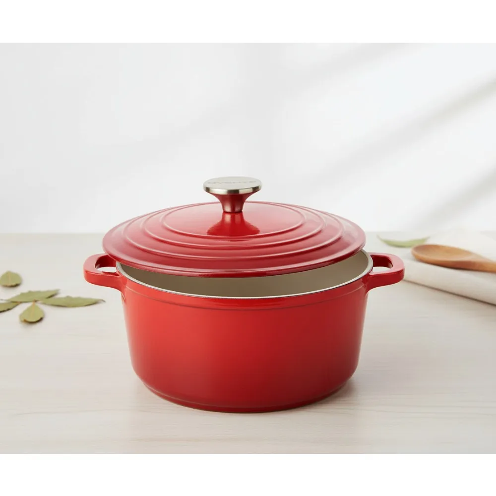 

Голландская духовка с антипригарным покрытием на 4,6 литра с крышкой, легкая алюминиевая посуда для выпечки хлеба и супов