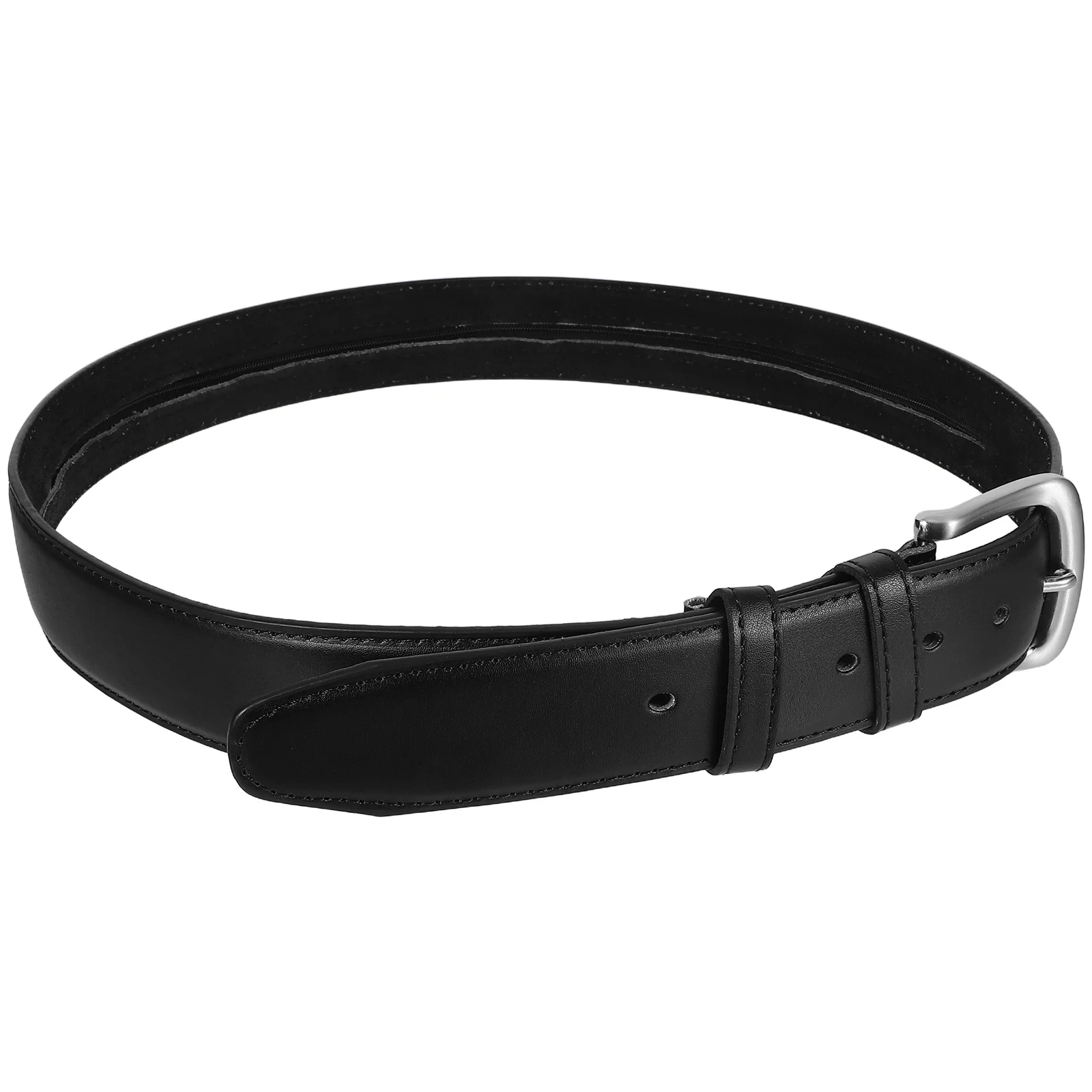 

PU Money Belt Hidden Zipper Pocket Travel Security Belt Black Antitheft Wallet Concealed Pouch Waistband for Men