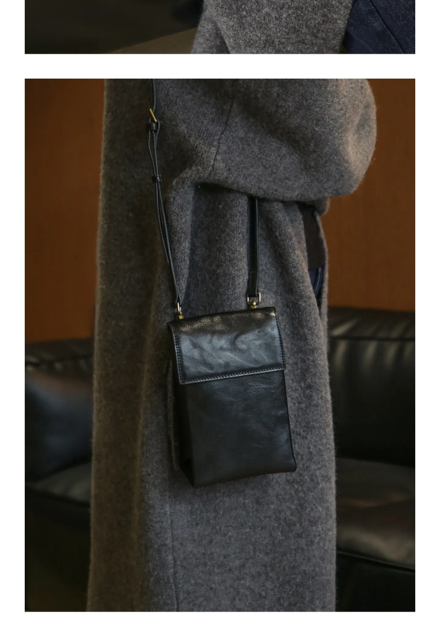 PNDME einfache, hochwertige Damen-Umhängetasche aus Rindsleder der ersten Schicht, kleine Schulter-Crossbody-Tasche für den Alltag im Freien, luxuriöse Handytasche aus echtem Leder – Detail 15