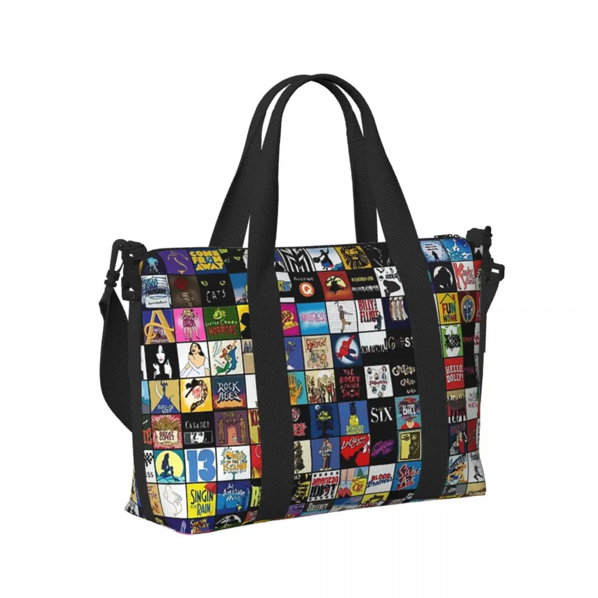 

Custom Broadway Musical Theatre Logos Hand Drawn Beach Travel Bag Tote Bags for Gym Yoga Women Shopping Duffle Shoulder Bag
