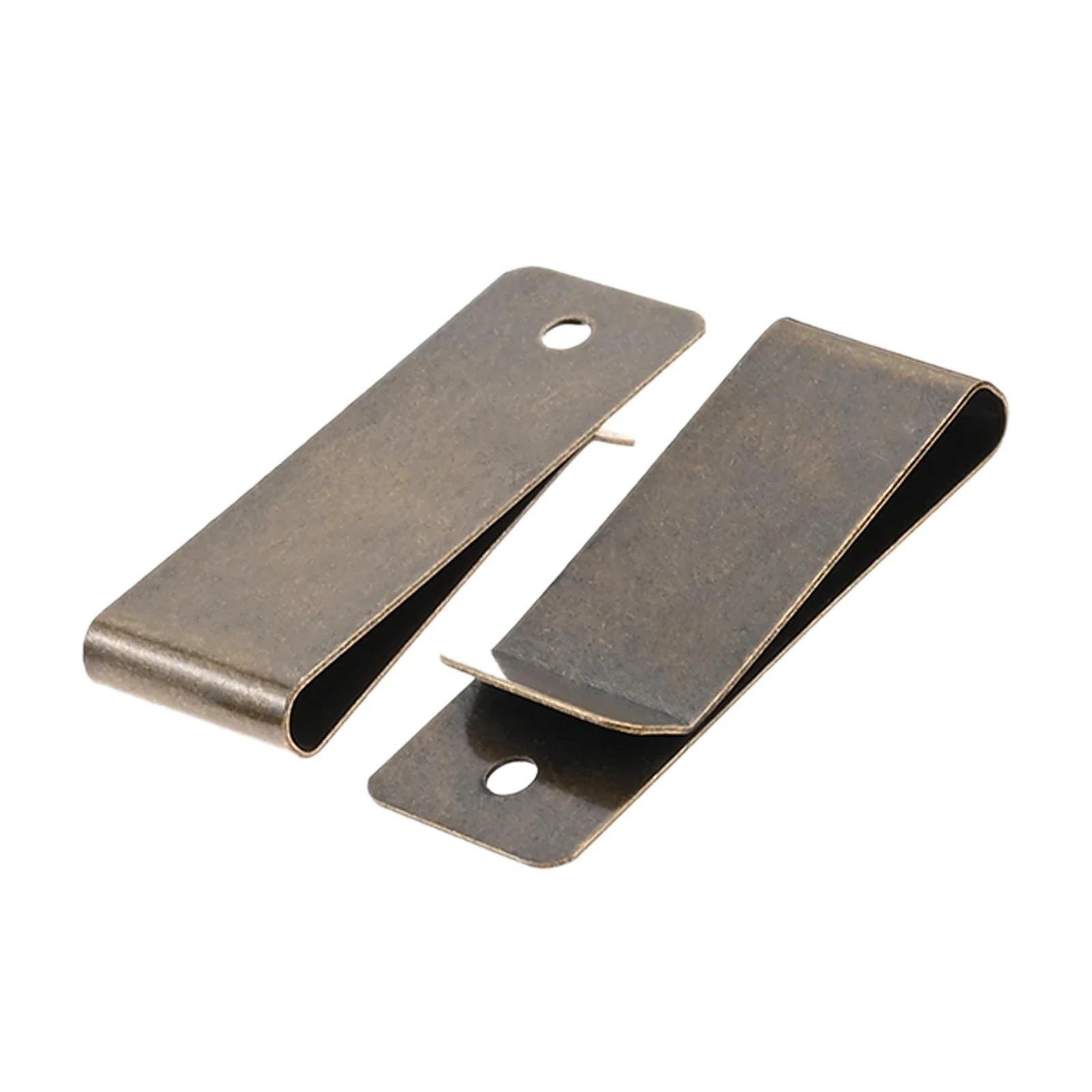 Clip de hebilla de resorte de bronce antiguo, 2 uds., con agujeros, funda, Clip para cinturón, cierre, bolsillo, billetera, gancho para llaves para bolso, Artesanía de cuero