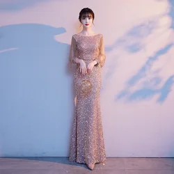 DongCMY Special Occasion Formal Elegant Sequin Evening Dress Party Mermaid Maxi Bodycon Vestido De Festa Luxo Women Dress