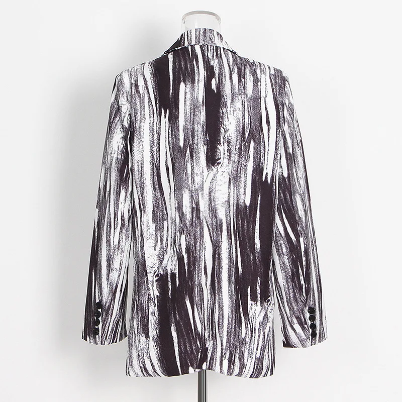 

Street hipster Diablo new suit collar long-sleeved straight women's personalized printed blazer ropa mujer outerwears traf