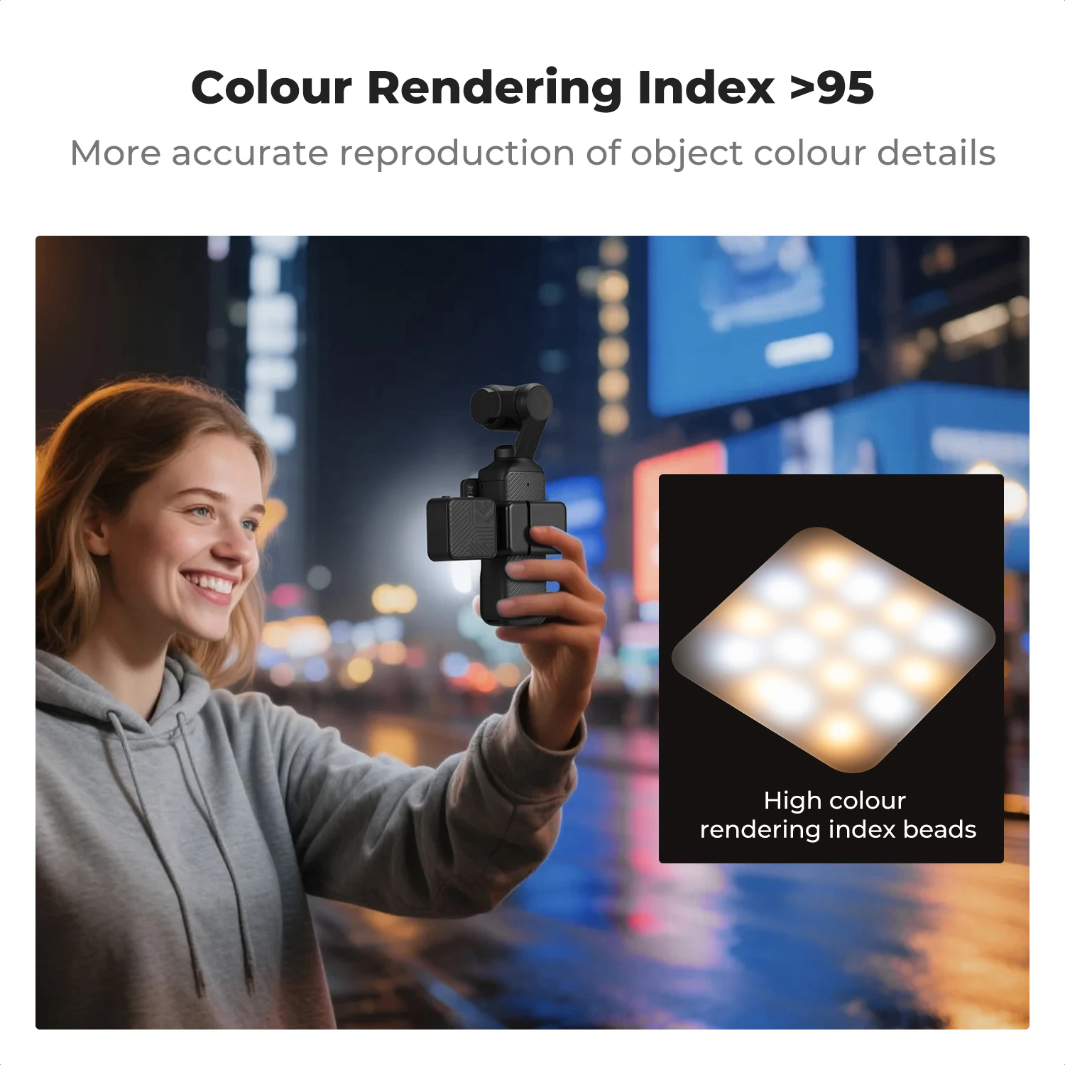 K&F مفهوم ضوء مغناطيسي صغير لجيب DJI Osmo 3 درجة حرارة اللون 3 مستويات قابلة للتعديل 3000K/4500K/6000K 2 مستوى مصباح فيديو