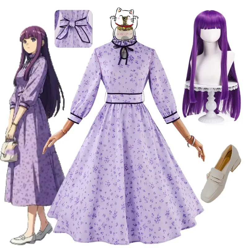 

Anime Phelan cosplay suit Purple floral dress Lolita princess dress wig single shoes anime Halloween carnival dress
