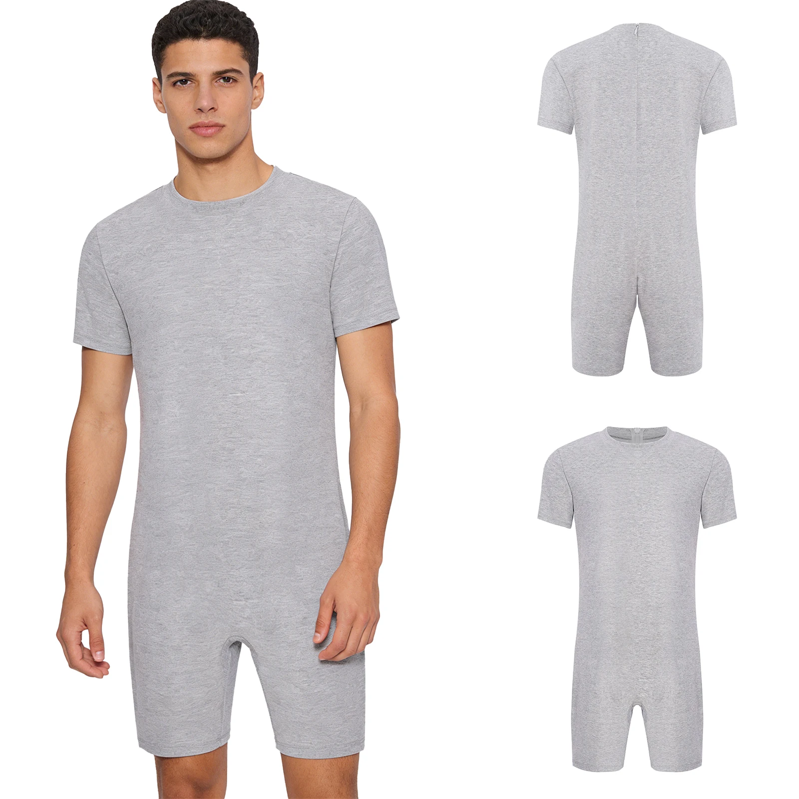 Adult Elderly Special Needs Patients Clothes One-piece Men Women Anti-Strip Adaptive Jumpsuit Short Sleeve Short Zipper Rompers