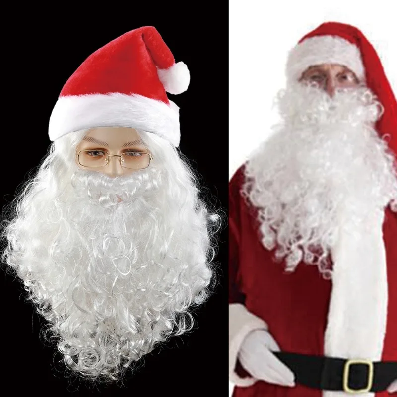 

Cosplay Santa Claus Hair and Beard Christmas Stage Decoration Festival Party Wig High-temperature Silk Full Wig