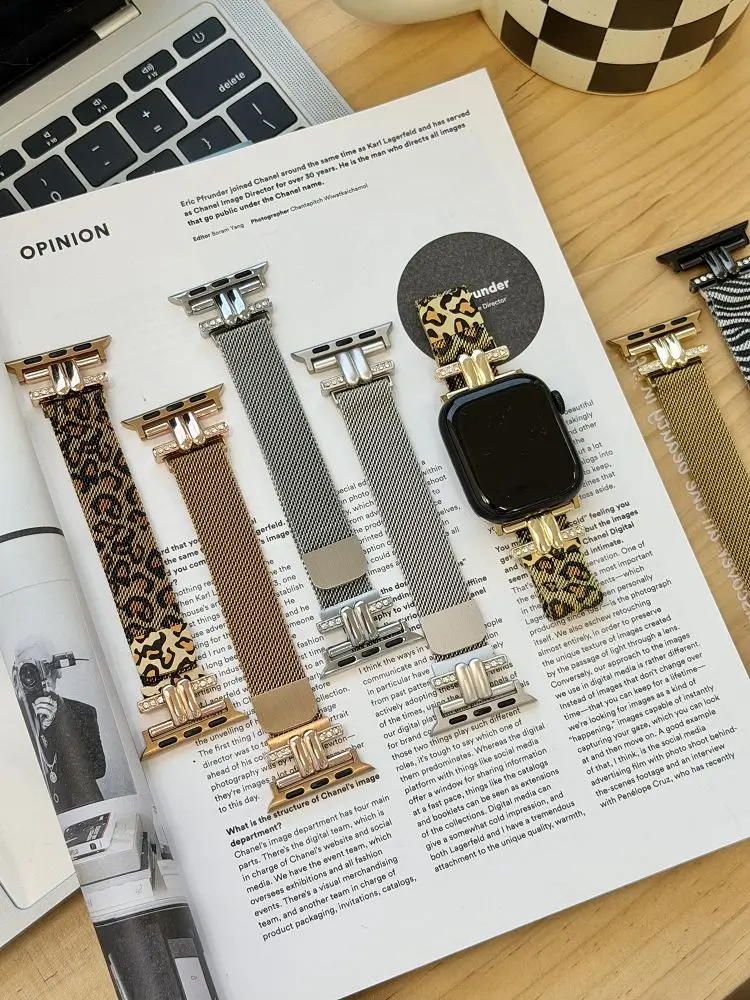 

Stylish H-shaped Mesh Loop Band for Apple Watch Bands 38 40 41 42 44 45 46 49mm Slim Magnetic Milanese Strap for iWatch S11 10 9