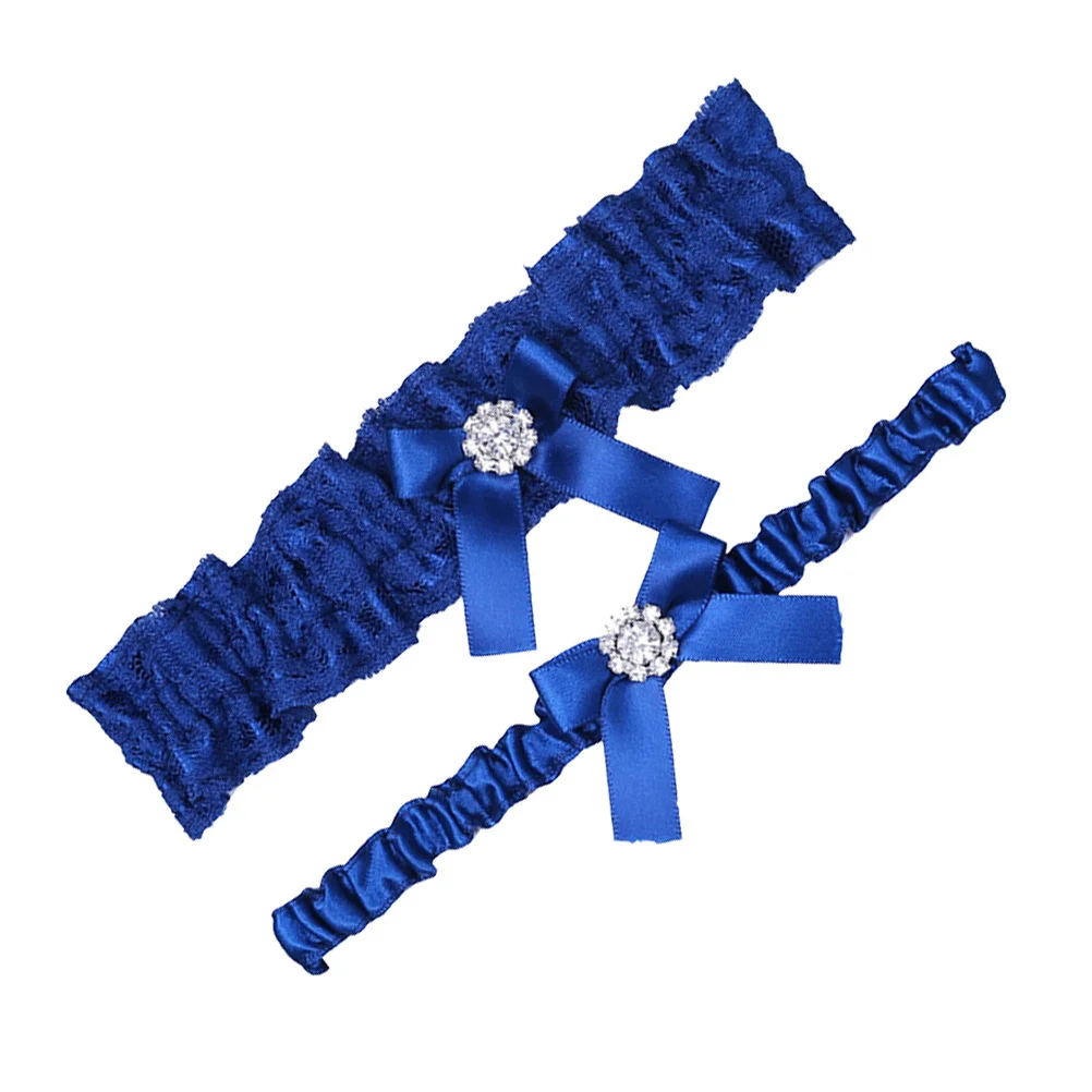1Set Blue Bowknot Lace Garters Bridal Wedding Leg Decoration High Quality Cloth Exquisite Elegant Women Garter
