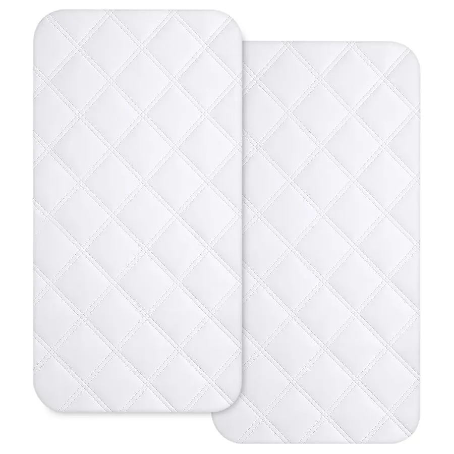 

Waterproof Bassinet Mattress Pad Co er 2 Pack Fit for Rectangle Bassinet Mattress, Baby Bassinet Mattress Protector for Boys and