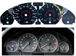 Dash Gauge Face For BMW E46 323Ci 325Ci 328Ci 330Ci 3M Instrument Gauge Overlay Dials Disc 240KM/H