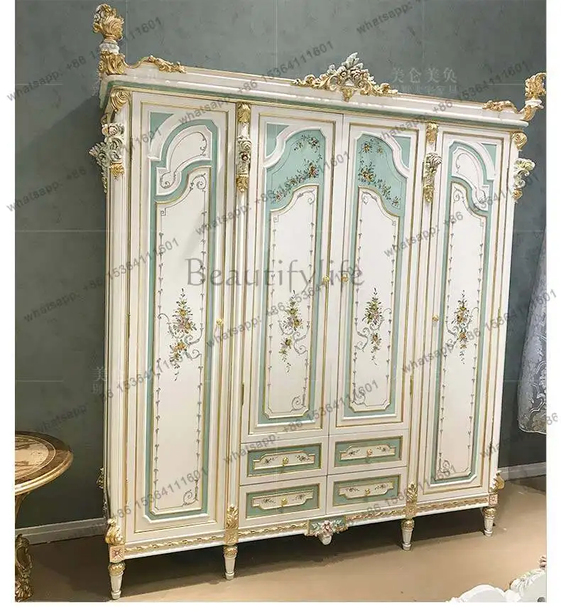 

Alexander painted chest bedroom four-door wardrobe European French luxury wardrobe Italian villa mansion furniture