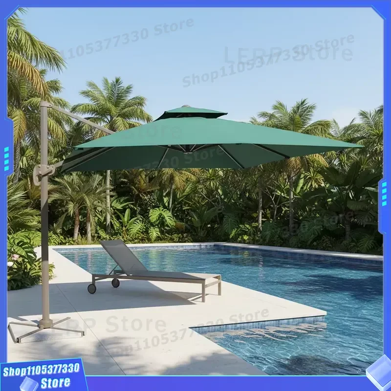 Large Romanesque Solar LED Garden Umbrella High Quality Outdoor Market Parasol for Courtyard Hotel Restaurant Beach Patio