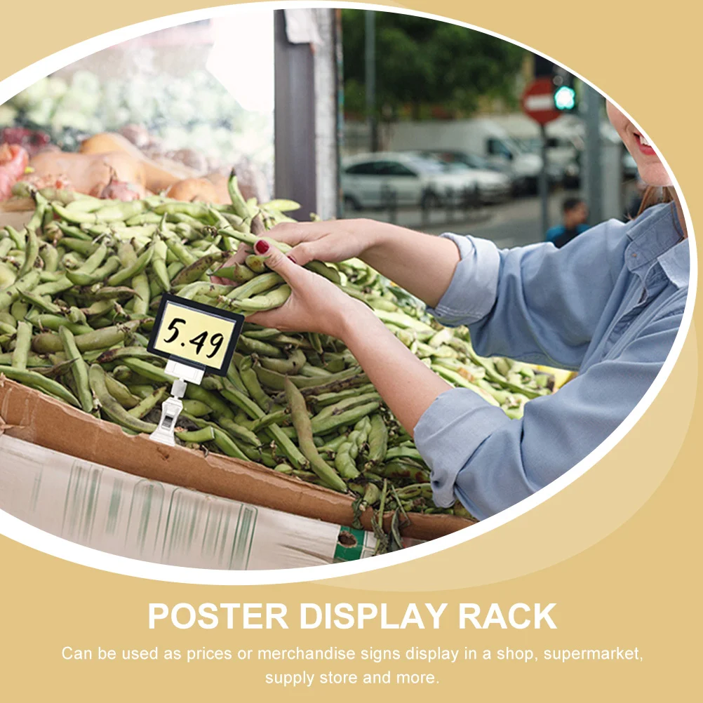 8 Pcs Sign Holder Clothing Display Small Clear Clips Number Signage Multi-function Holders Stand Abs Double Sided