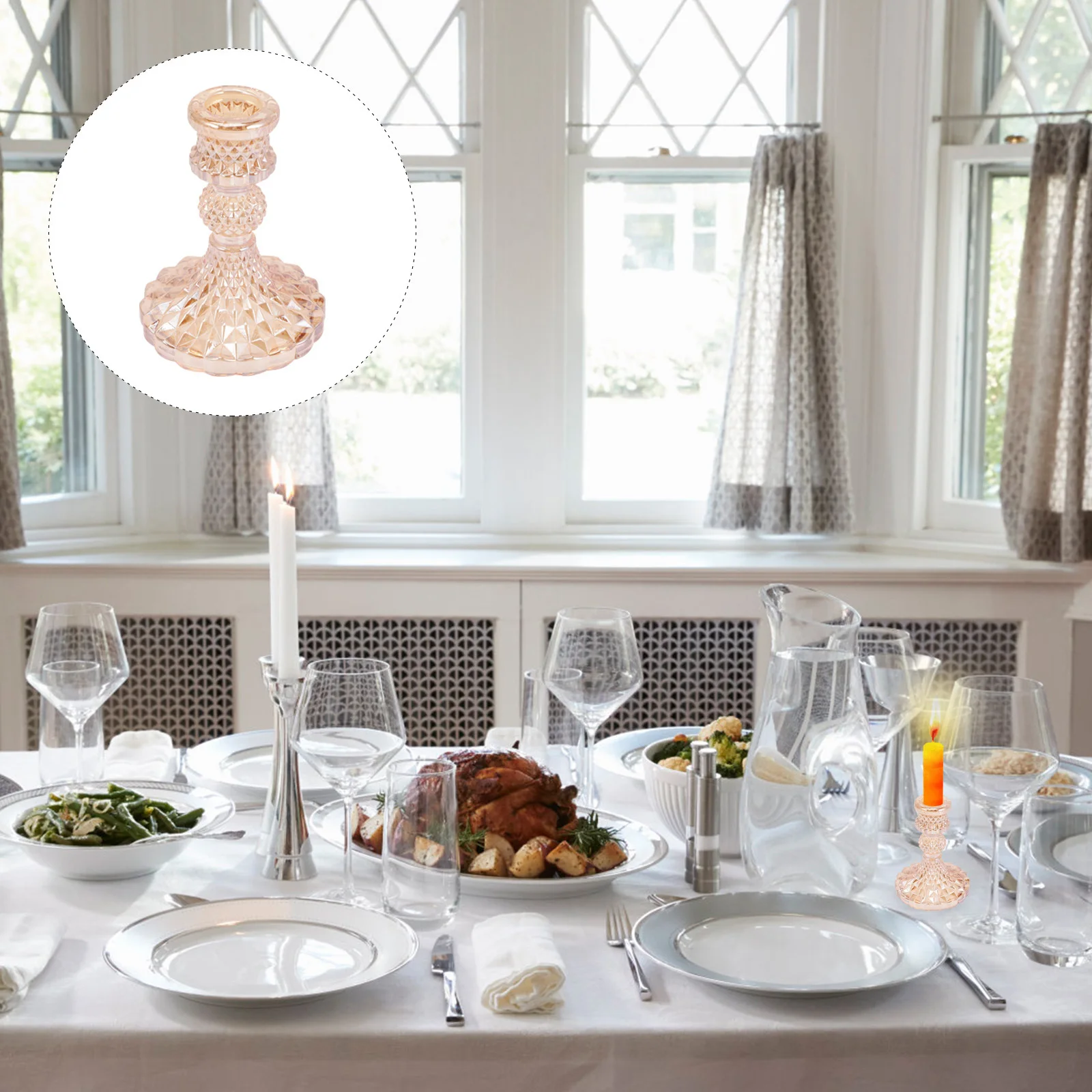 

Glass Holder Elegant European Style Simple Design Indoor Decorative Candlestick for Living Room Bedroom Wedding Festival