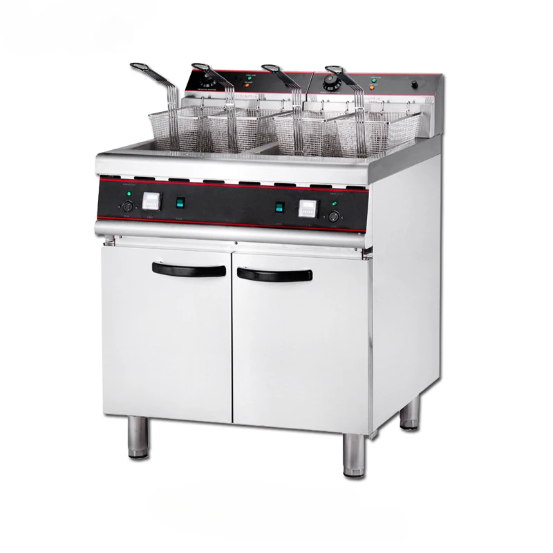 Restaurant Double Tank Four Basket Large Capacity Vertical Electric Deep Pressure Commercial  Chicken Fast Food Fryer Machine