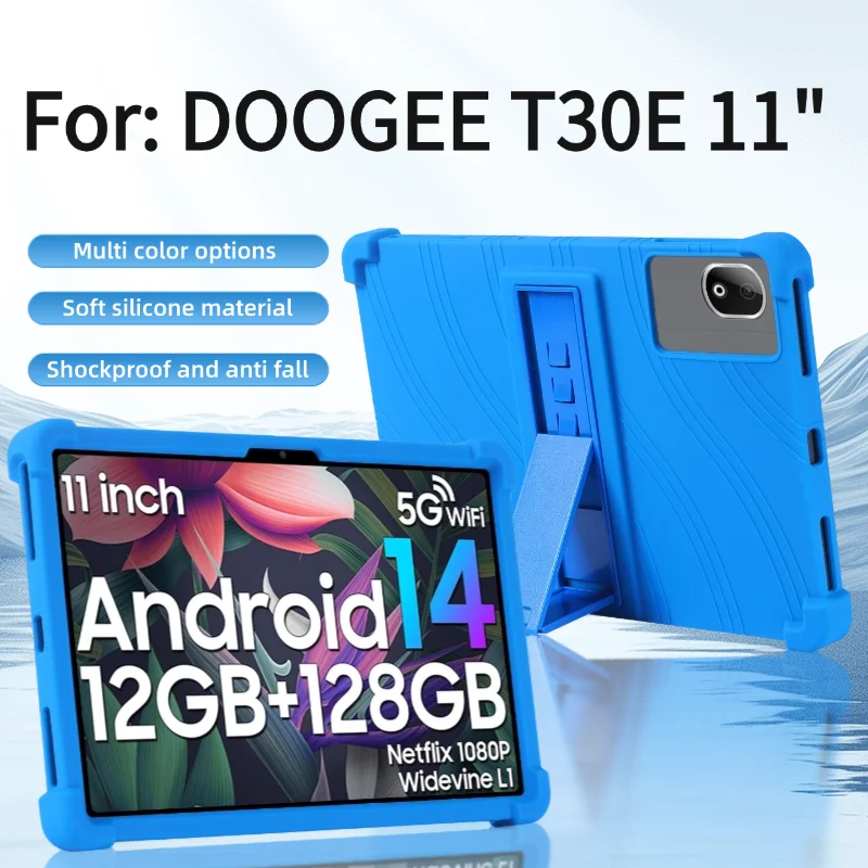 For DOOGEE T30E 11 inch Tablet Silicone Case, DOOGEE T30E Kids Friendly Soft Silicone Adjustable Stand Cover