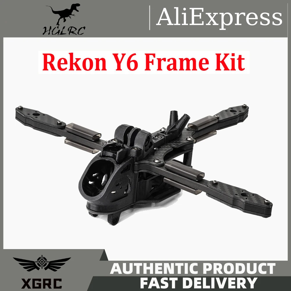 

HGLRC Rekon Y6 5-inch Y-type Long Endurance FPV Frame Kit 3K Carbon Fiber Compatible Analog/O3/Moonlight VTX Longs Range Drone