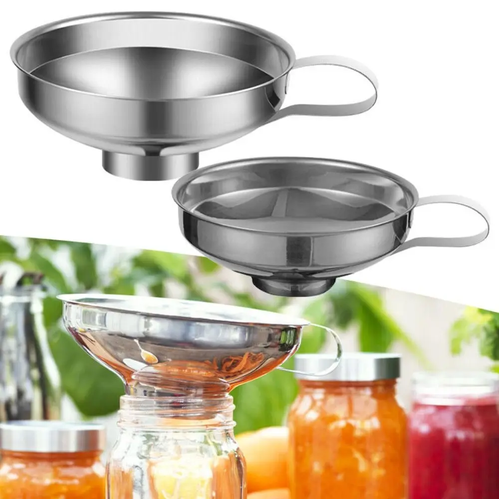 Stainless Steel Kitchen Funnel New Filter Tool Silver Large Opening Funnel Kitchen Supplies Wide Mouth Jam Funnel