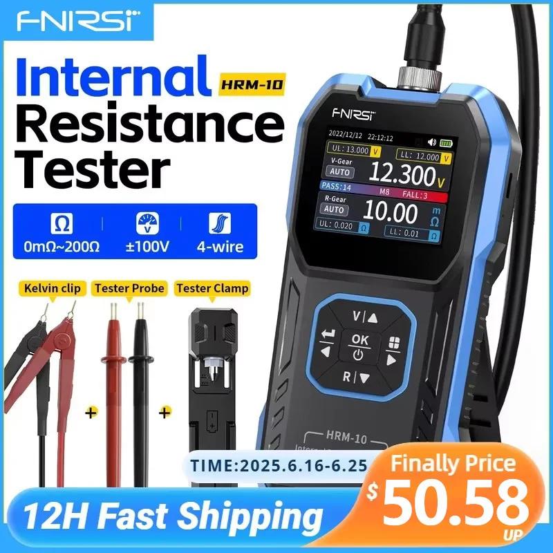 

FNIRSI HRM-10 18650 Battery Voltage Internal Resistance Tester High-precision Trithium Lithium lron Phosphate Battery Tester
