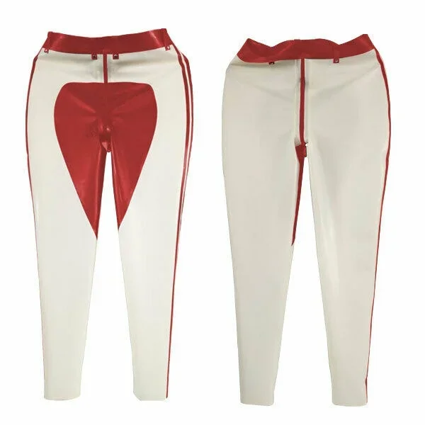 Hot Sale 100% Latex Rubber Trouser White Red Pants Tight fitting Hip Size S-XXL