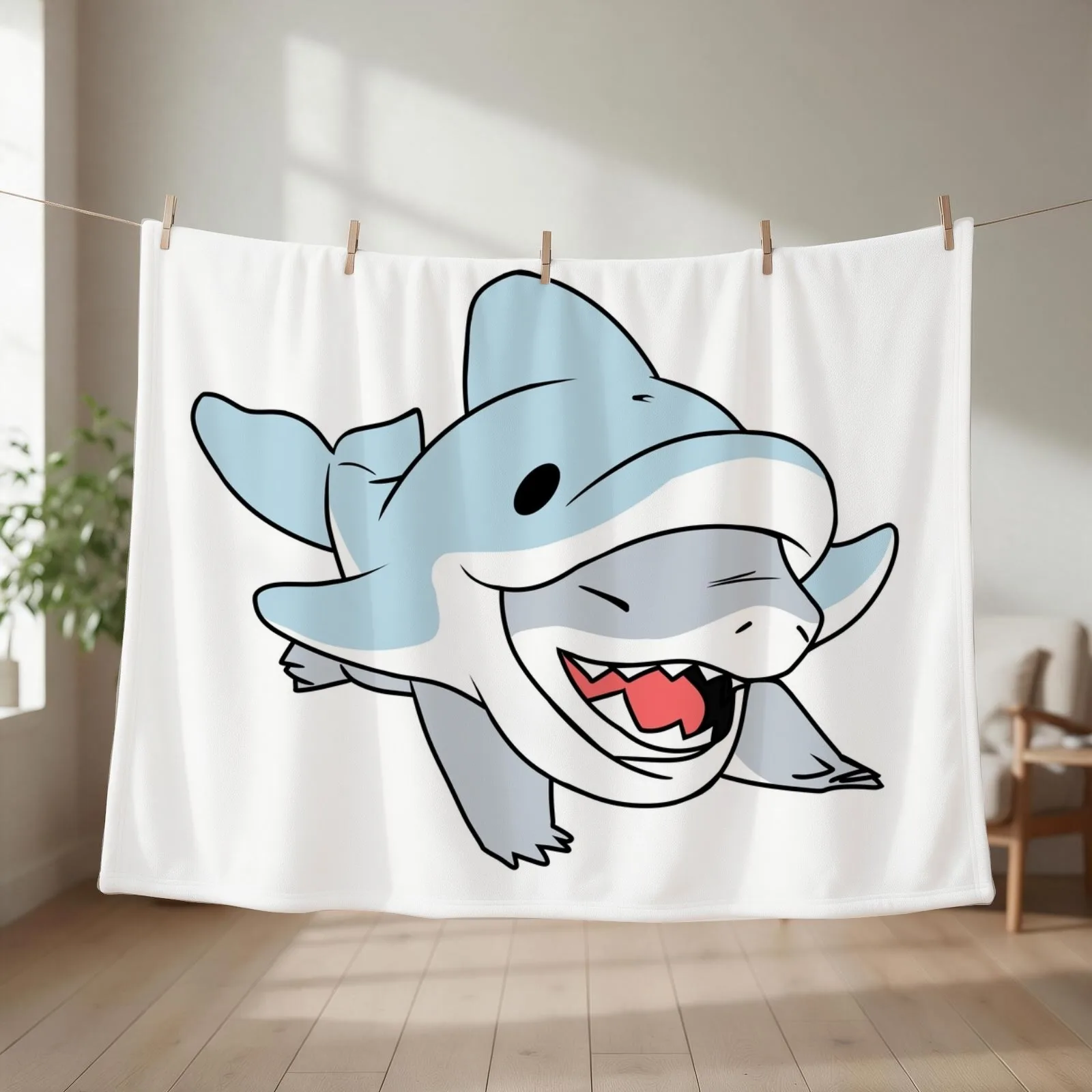Jeff The Landshark Throw Blanket couch cozy soft plush fuzzy picnic outdoor blanket