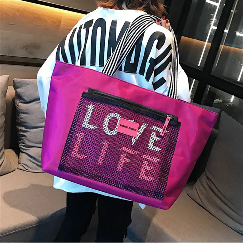 Letter Designer Women Bag Canvas Large Capacity Nylon Waterproof Tote Handbags For 2022 Trendy Female Travel Shoulder Beach Bags