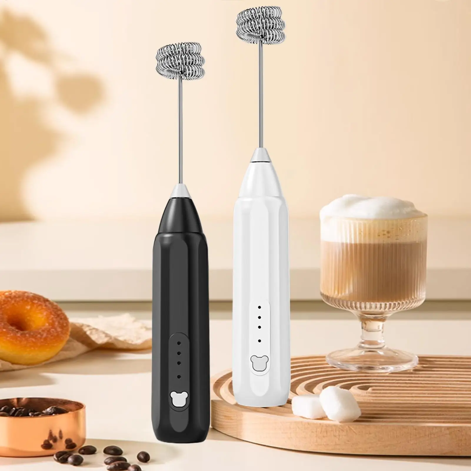 

Rechargeable Handheld Milk Frother 3-Speed Electric Whisk for Coffee Latte Automatic Foam Maker for Protein Shake Egg Cream