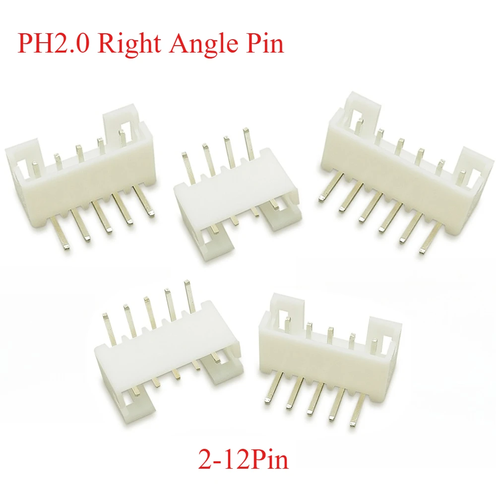 

50PC PH2.0 Right-Angle Male Connector White 90Degree Foot Needle Holder 2.0MM Header Curved Needle 2/3/4/5/6-12Pin AW Curved Pin