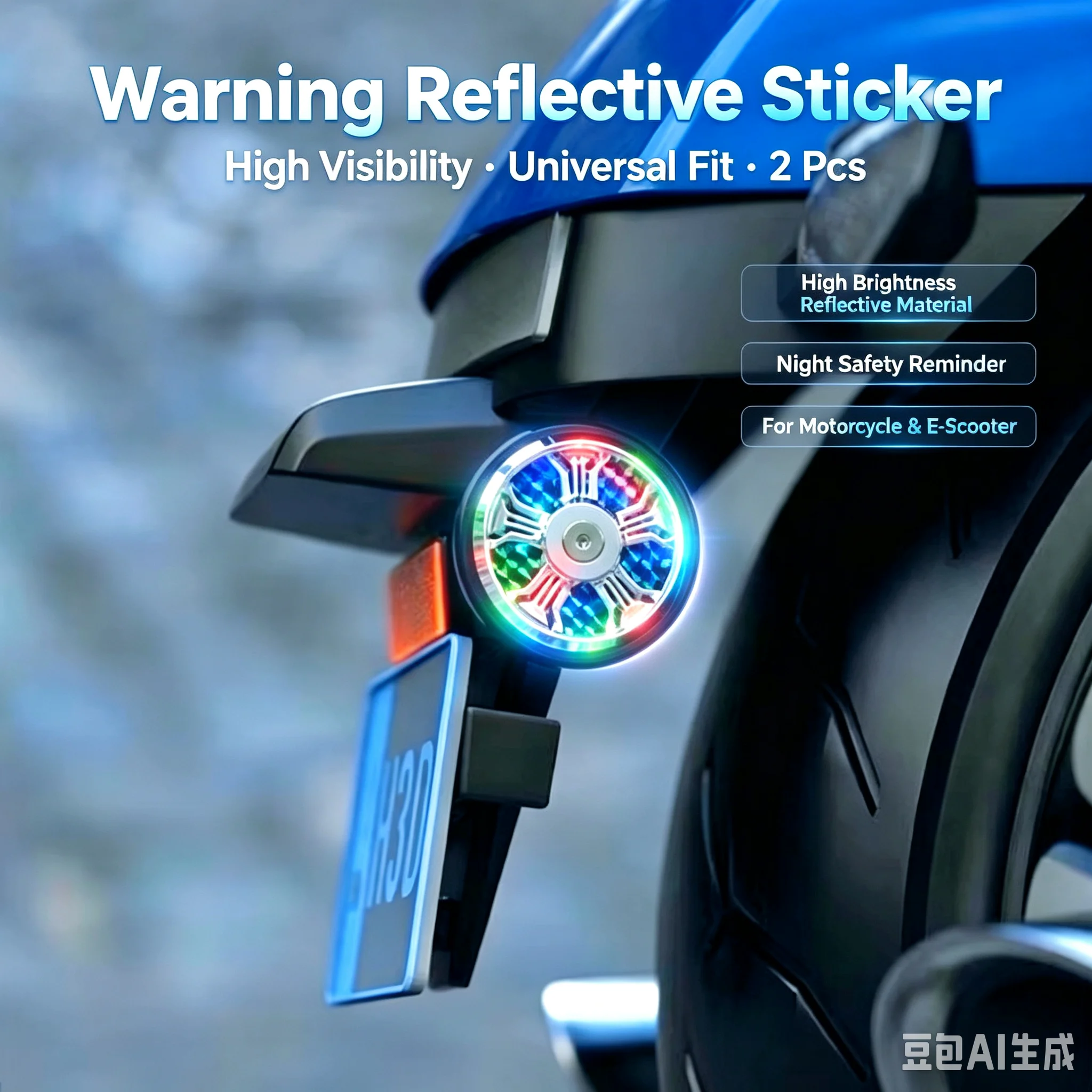 Warning Glow Board Safety Decal for Side Panel E-Scooter Accessories 2Pcs Universal Motorcycle Reflective Sticker Night