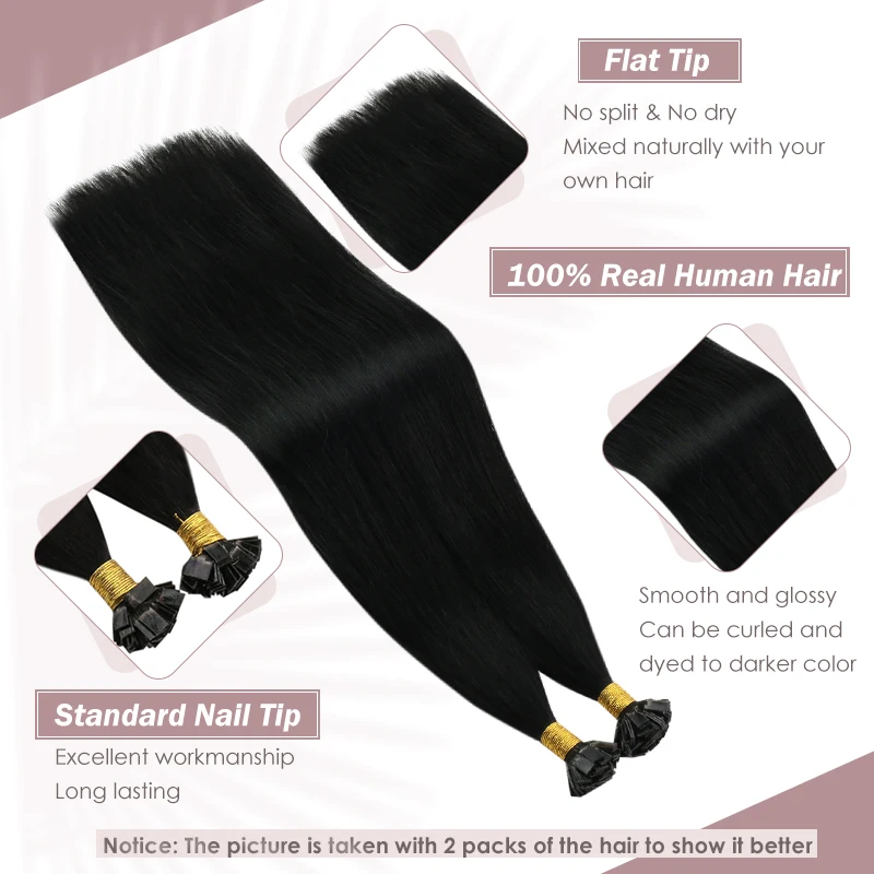 Ugeat Flat Tip Hair Extensions Human Hair Blonde Remy Hair 14-24