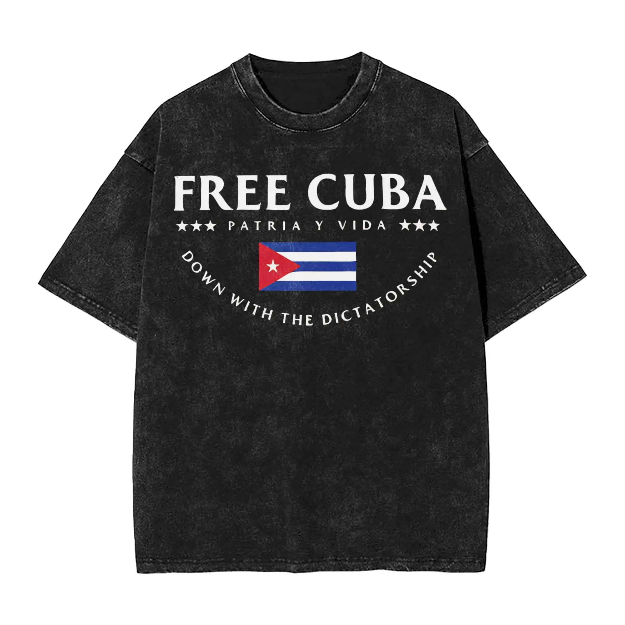 Lindsey Graham free cuba make cuba great again Washed T Shirts Streetwear Hip Hop Cool T-Shirt  Tees for Men Women