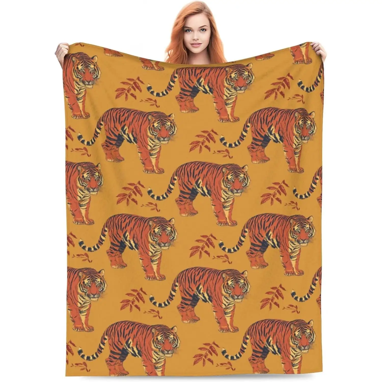 

Tiger Blanket Gifts for Adult Kids Animal Tigers Print Pattern Flannel Blankets Soft Comfy Lightweight for Home Decor Couch