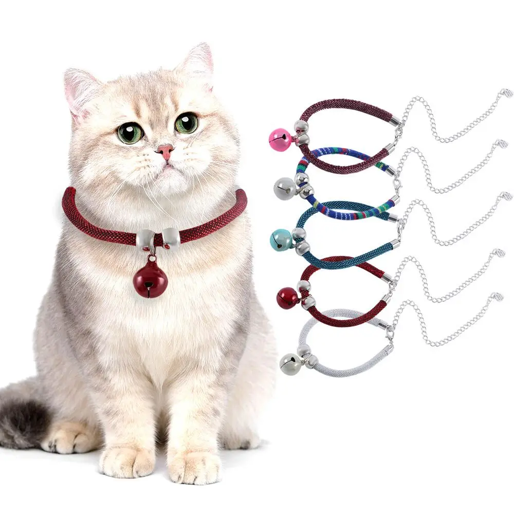 Fashion For Puppy Kitten Easy Wear With Bell Extension Chain Grooming Accessories Pet Collar Pet Supplies Cat Necklace