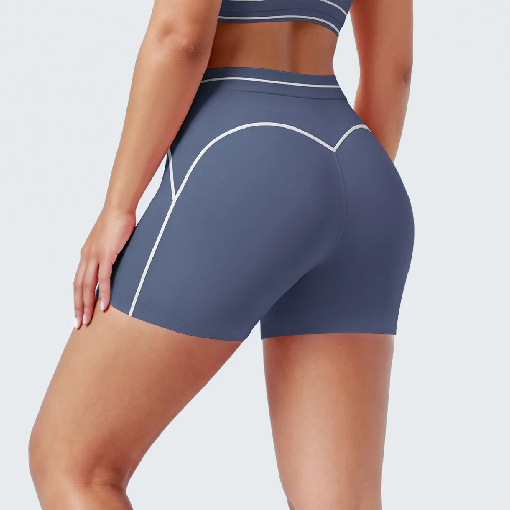Contrast Color Yoga Shorts Women High Waist Sports Shorts Gym Workout Shorts Female Push Up Fitness Sports Shorts Cycling Shorts