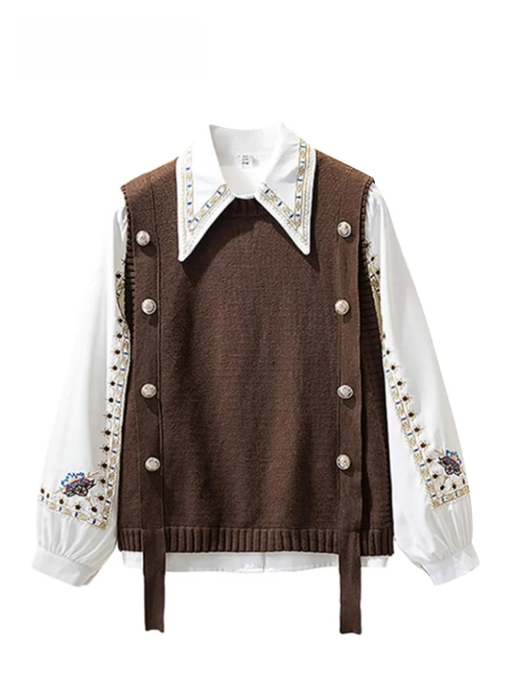 

Faionable вязаный жилет irt, комплект из двух предметов для женщин больших размеров, осенний утягивающий ансамбль Sli, повседневный корейский комплект