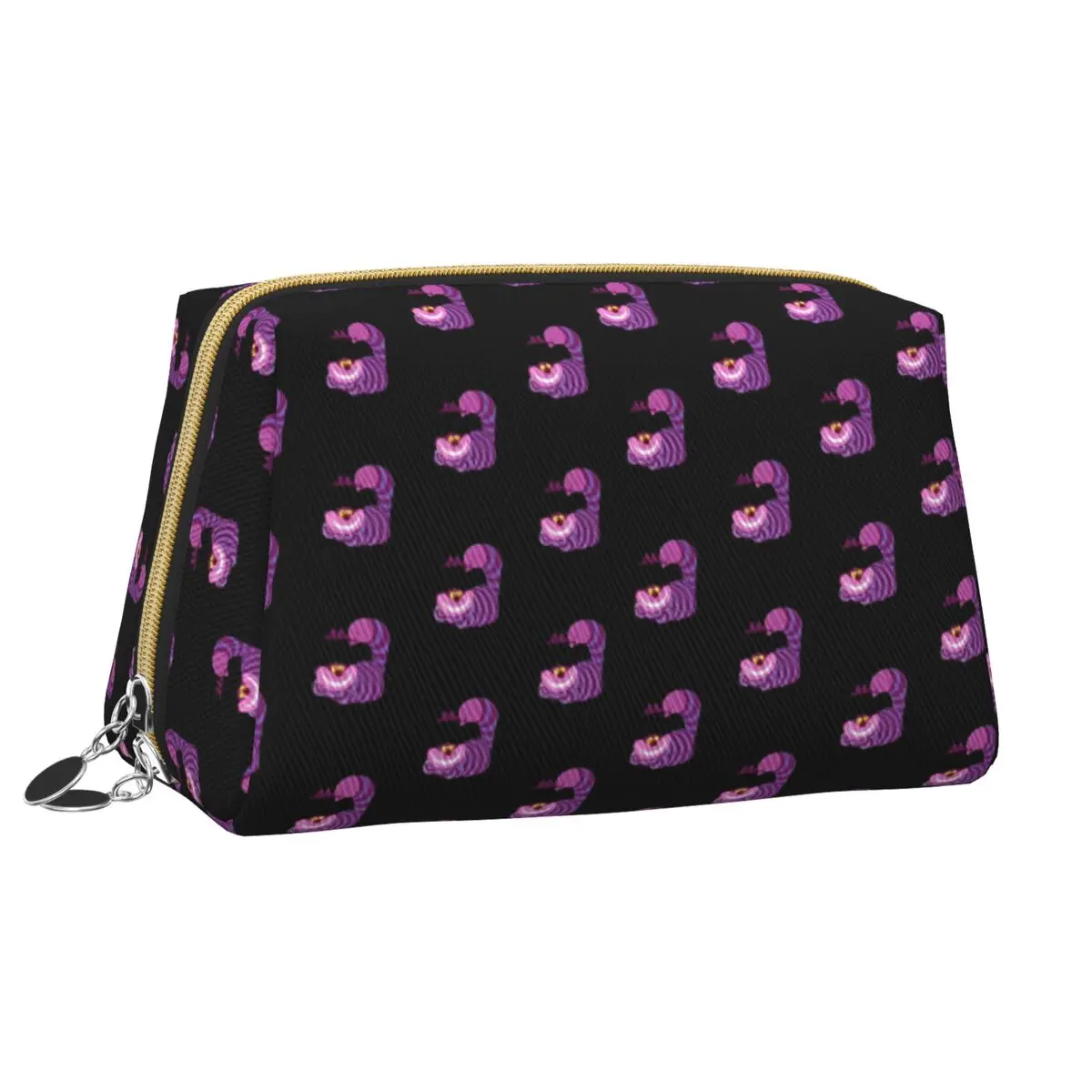 

Women Cheshire Cat Collages Cosmetic Bags Portable Zip Restroom Makeup Pouch For Necessaries Casual Print Storage Organizers