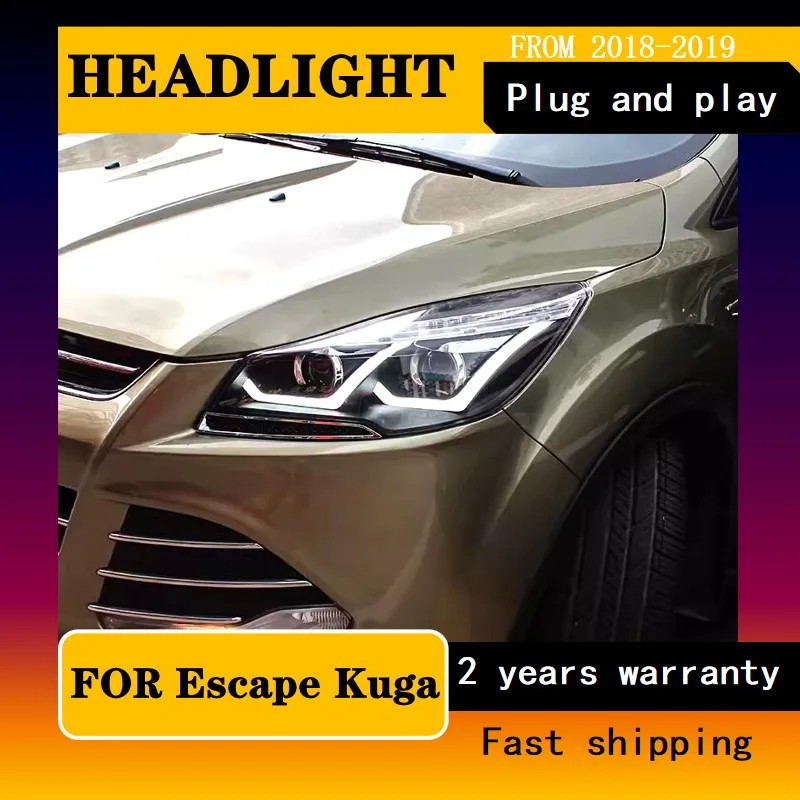 

Автостайлинг для Ford Kuga фары 2014-2016 аварийные фары DRL сигнал поворота фары дальнего света