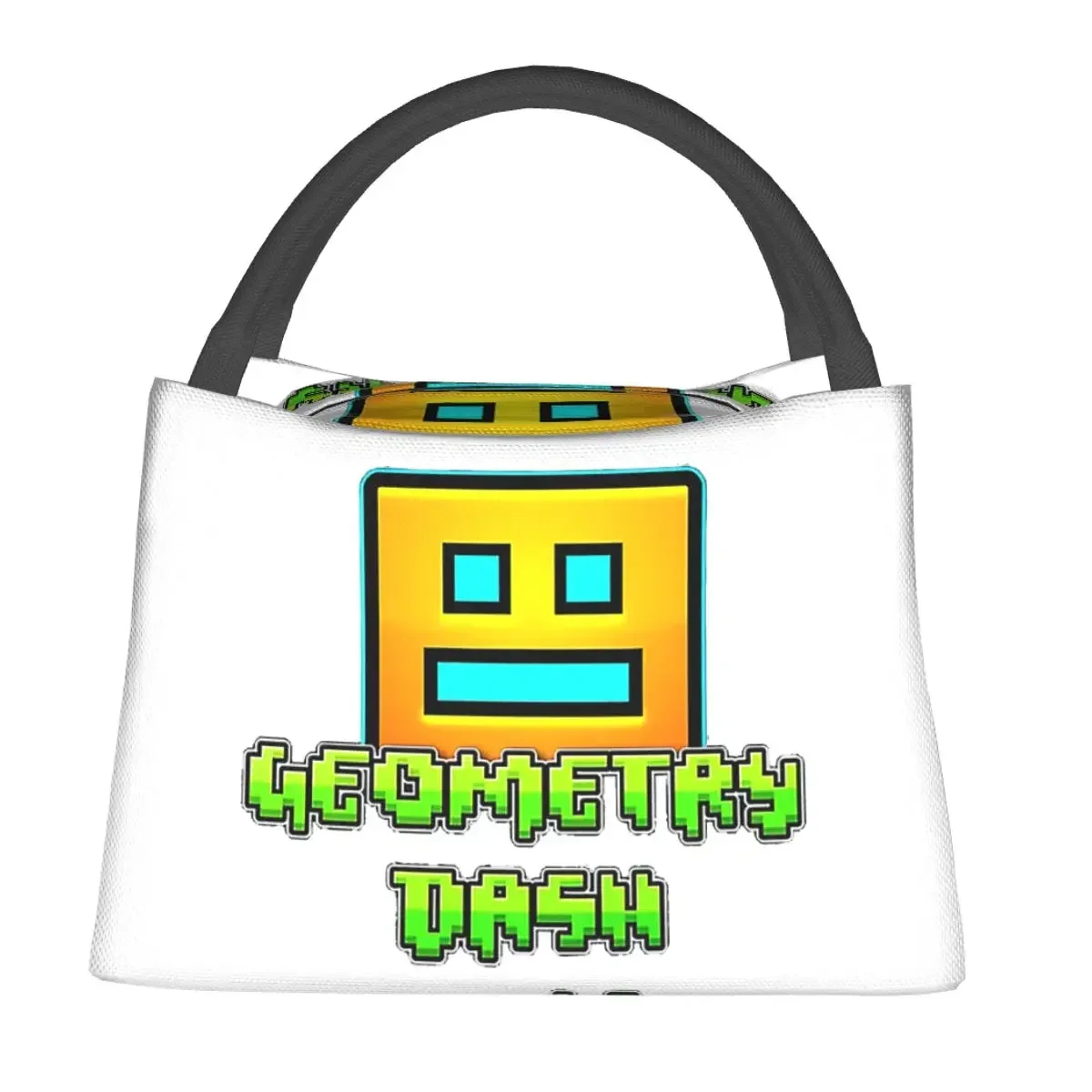 Video Game Geometry Dash Lunch Bags Insulated Bento Box Waterproof Lunch Tote Picnic Bags Cooler Thermal Bag for Woman Student