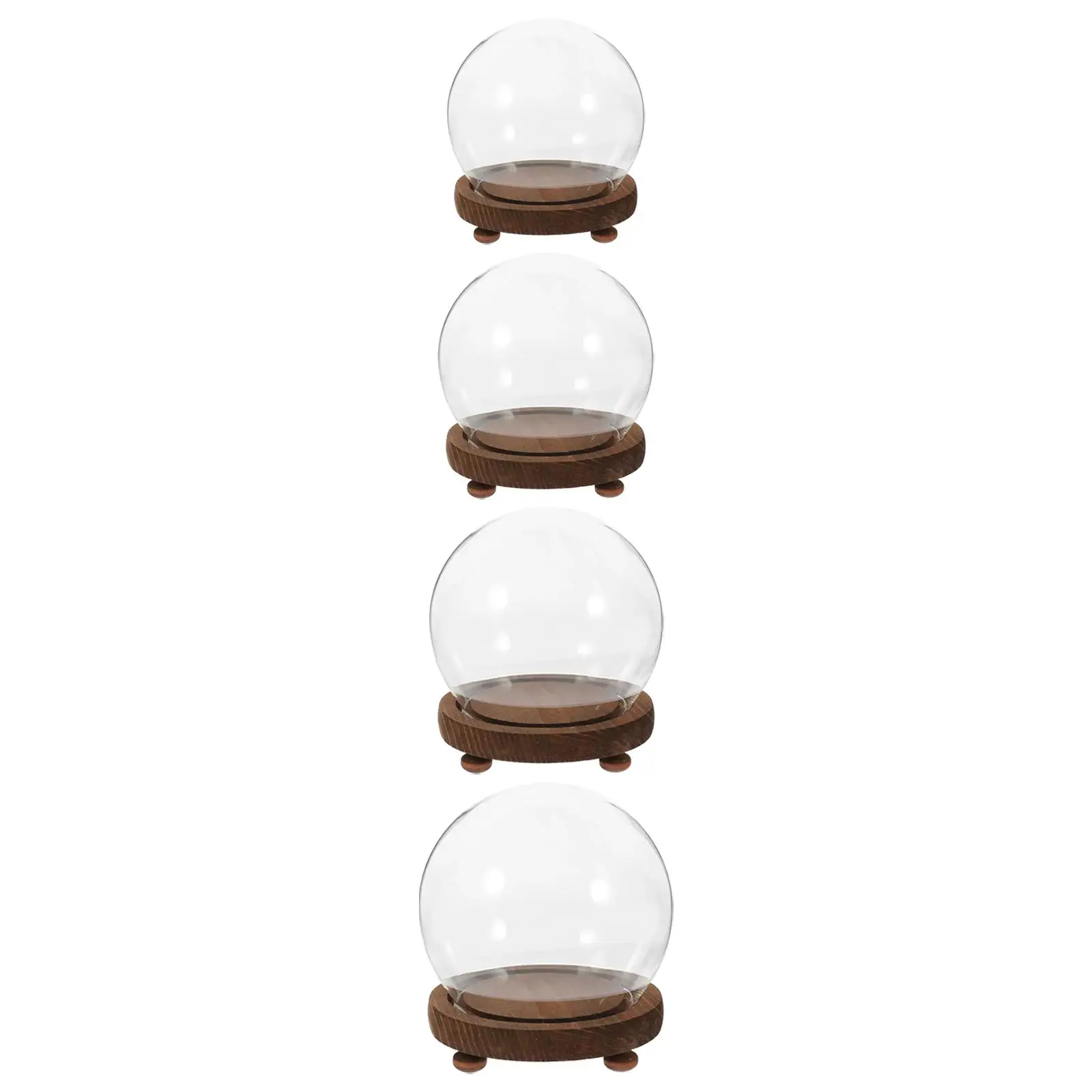 Clear Glass Display Case Wooden Base Plant Flower Container for Christmas Party Favor Decoration Office Tabletop Decoration Home