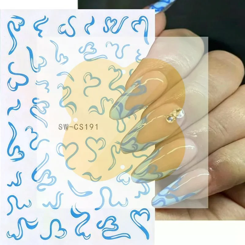 2Sheets Sweet Element Nail Art Stickers Simple Valentine's Day Ribbon Heart Kawaii Decals Colorful Bow Butterfly Manicure Slider