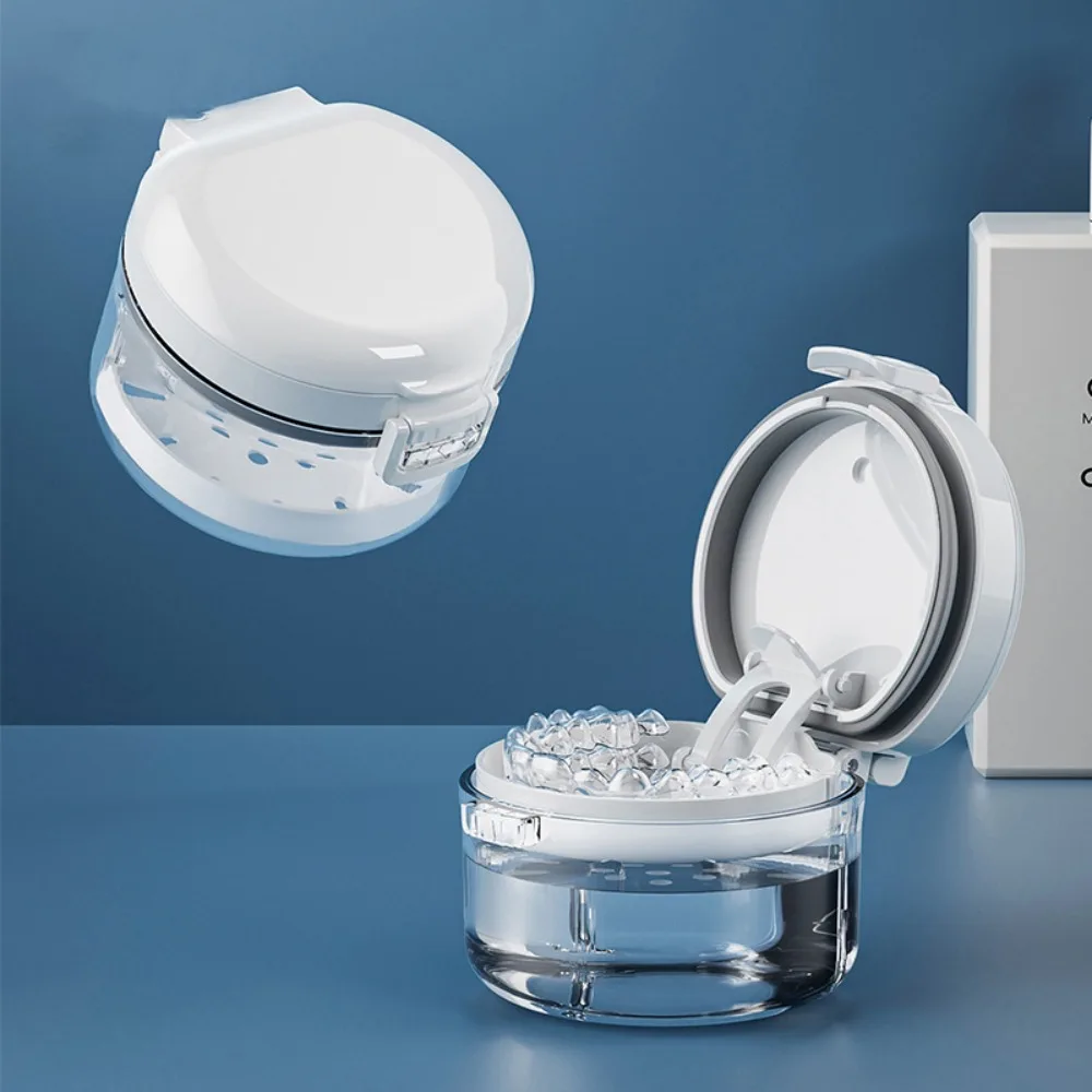 New PP Tooth Box Orthodontic Retainer Transparent Braces Storage Box Portable Soak Mouth Guard Container False Teeth