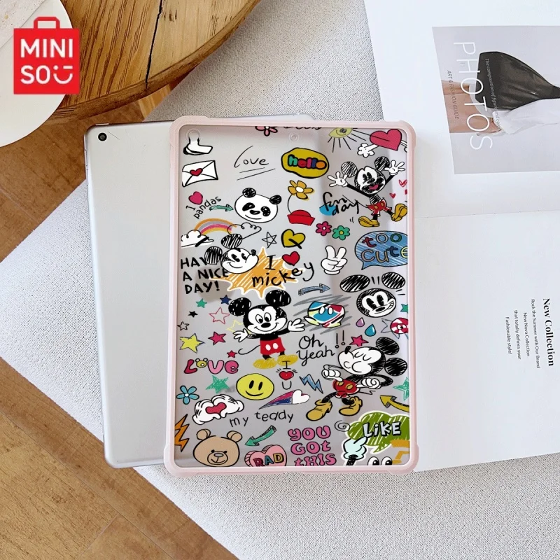 

Miniso Disney Mickey iPad pink Transparent anti-Drop case, suitable for iPad Pro 2022/2024,iPad Air3/5th,iPad Mini 6,iPad 6/10th