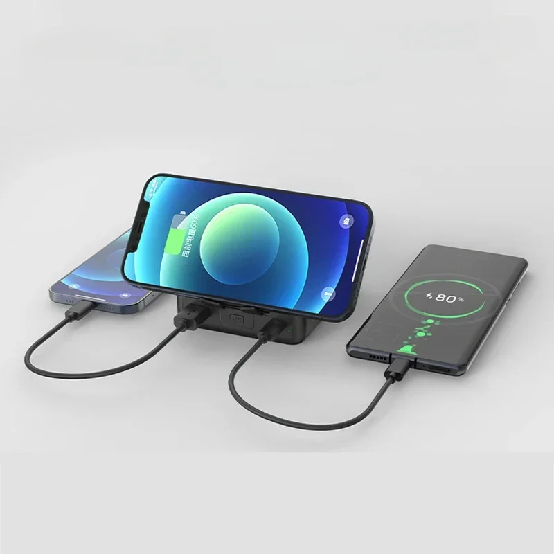 For IPhone 14 Samsung Xiaomi Powerbank Wall Adapter 4 in 1 Wireless Charging Power Bank with AC Plug  Fast Charger 10000mAh