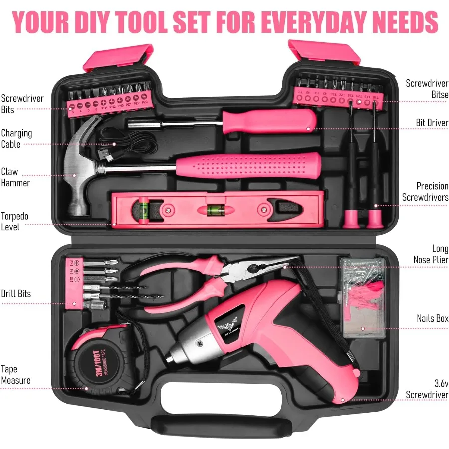 ชุดเครื่องมือไขควงไฟฟ้า 112 ชิ้น พร้อมไขควงไร้สายขนาดเล็ก 3.6V สำหรับงาน DIY ในบ้าน ขนาดกะทัดรัดและน้ำหนักเบา