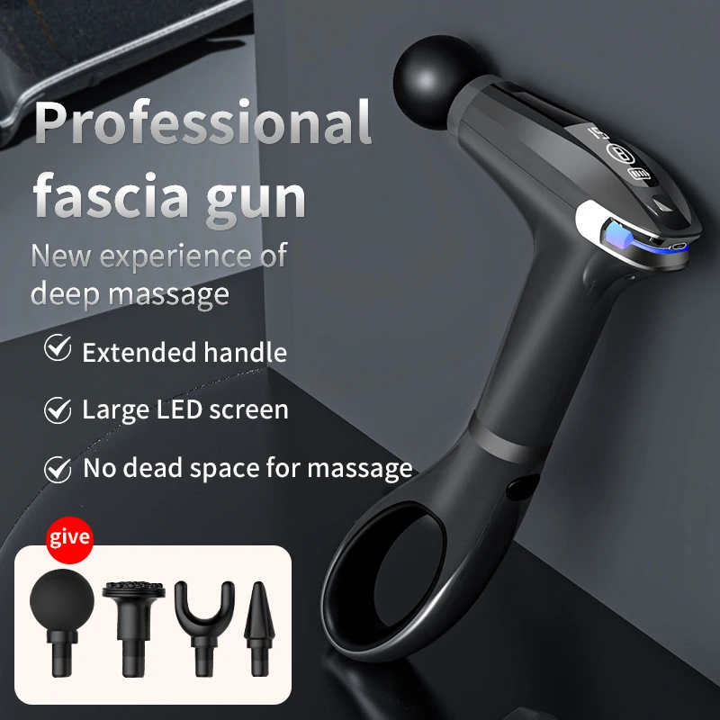 Extended Fascia Gun Pro – 7-Color Breathing Light, Electric LCD Display, Fitness & Sports Muscle Relaxation Massager Gun