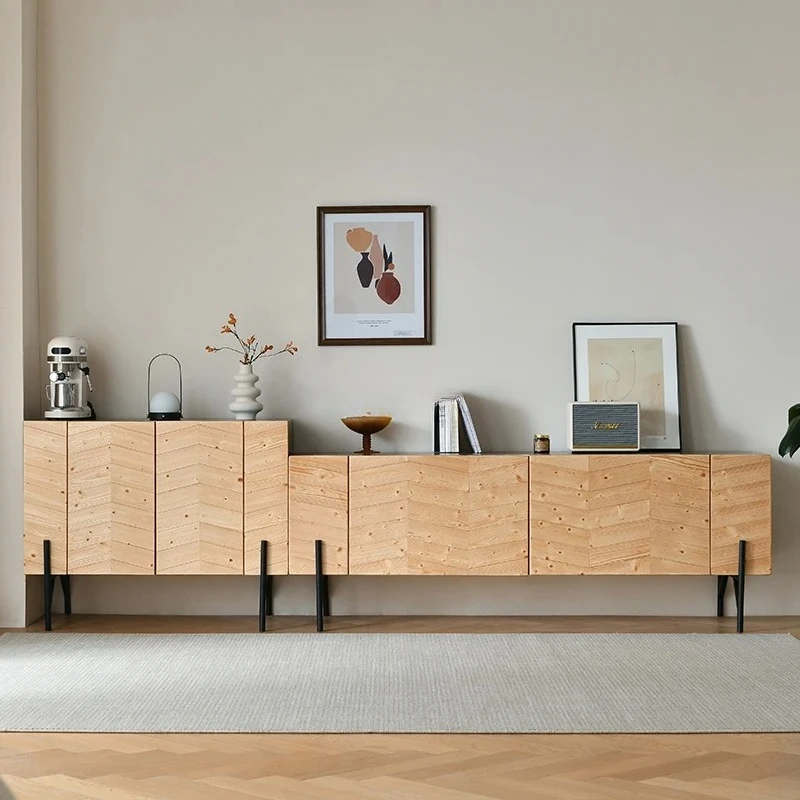 Mueble de TV francés retro negro armario de parquet de madera maciza mueble audiovisual alto
