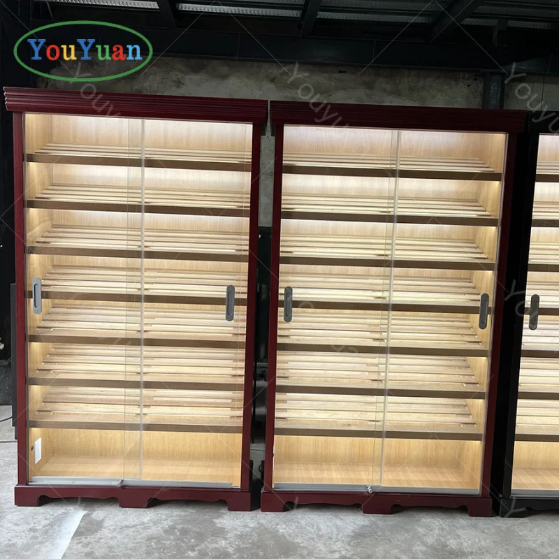 (customized)4000-5000ct Cigars Large wooden cigar cabinet with LED Light display cigars