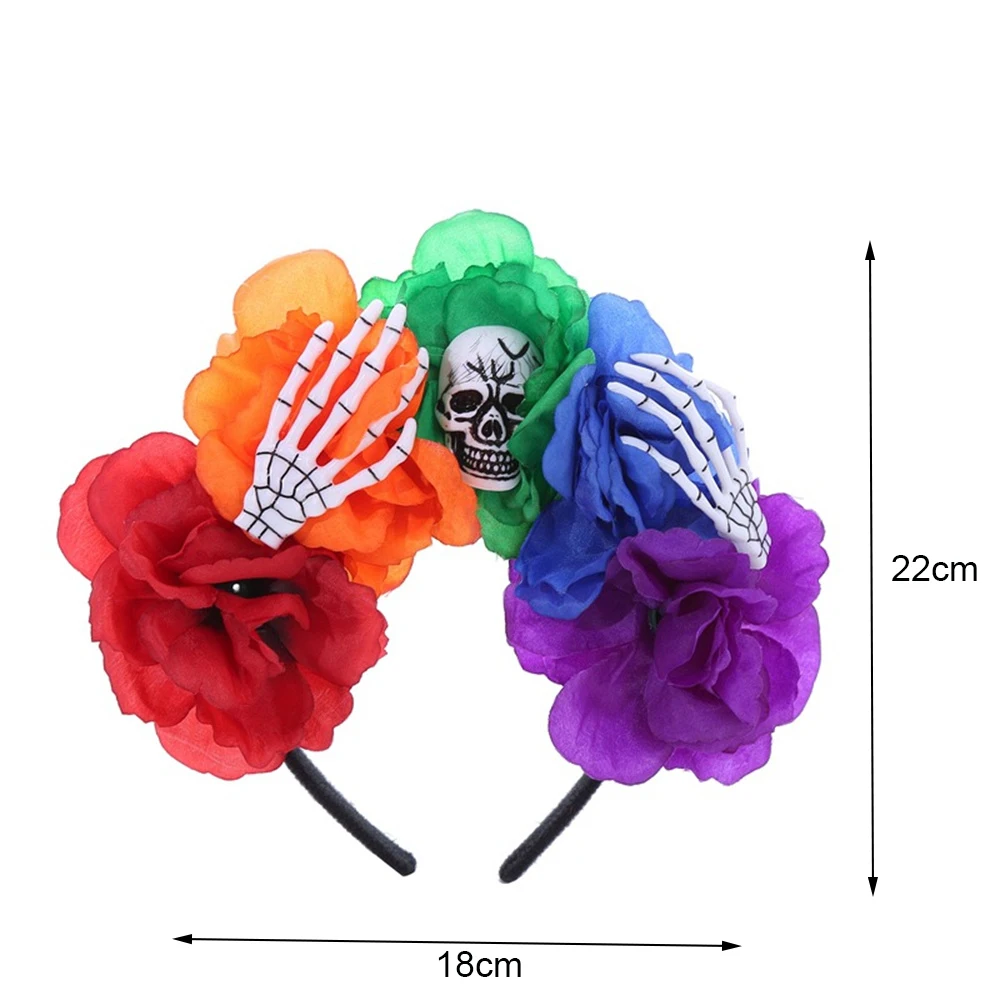 Diadema de hada para el Día de los muertos, corona Floral de Rosa Bloomy, calavera de araña aterradora, Aro para el cabello de fiesta, accesorios para el cabello