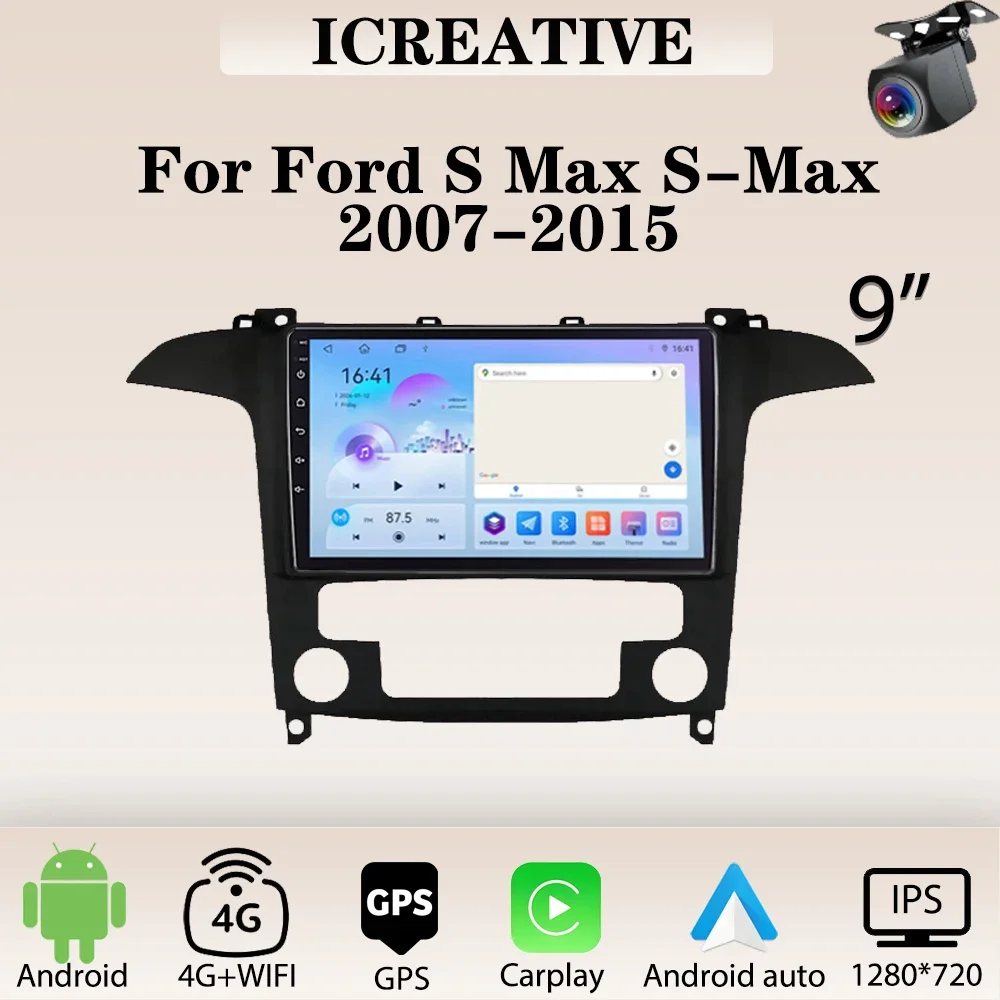 

Car Radio Android for Ford S Max S-Max 2007 -2015 Multimedia Carplay Player 2din Stereo Autoaudio Headunit 9 Inch Navigation GPS